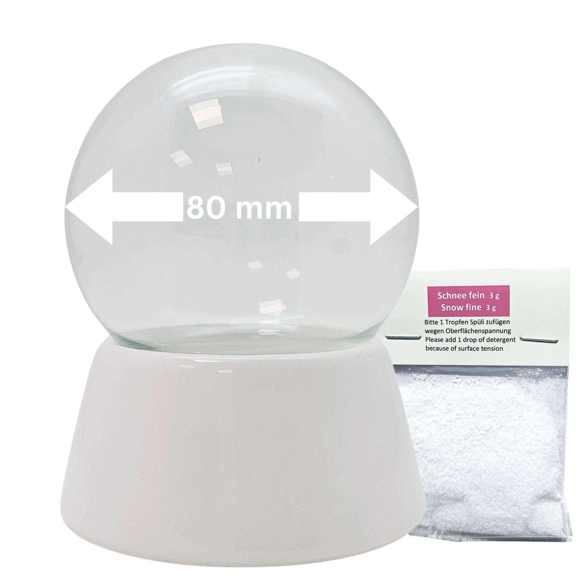Snowglobe For You - Do It Yourself White Snowglobe For You - 40019-80Mm Do It Yourself Snow Globe With Glass Ball And Porcelain Base