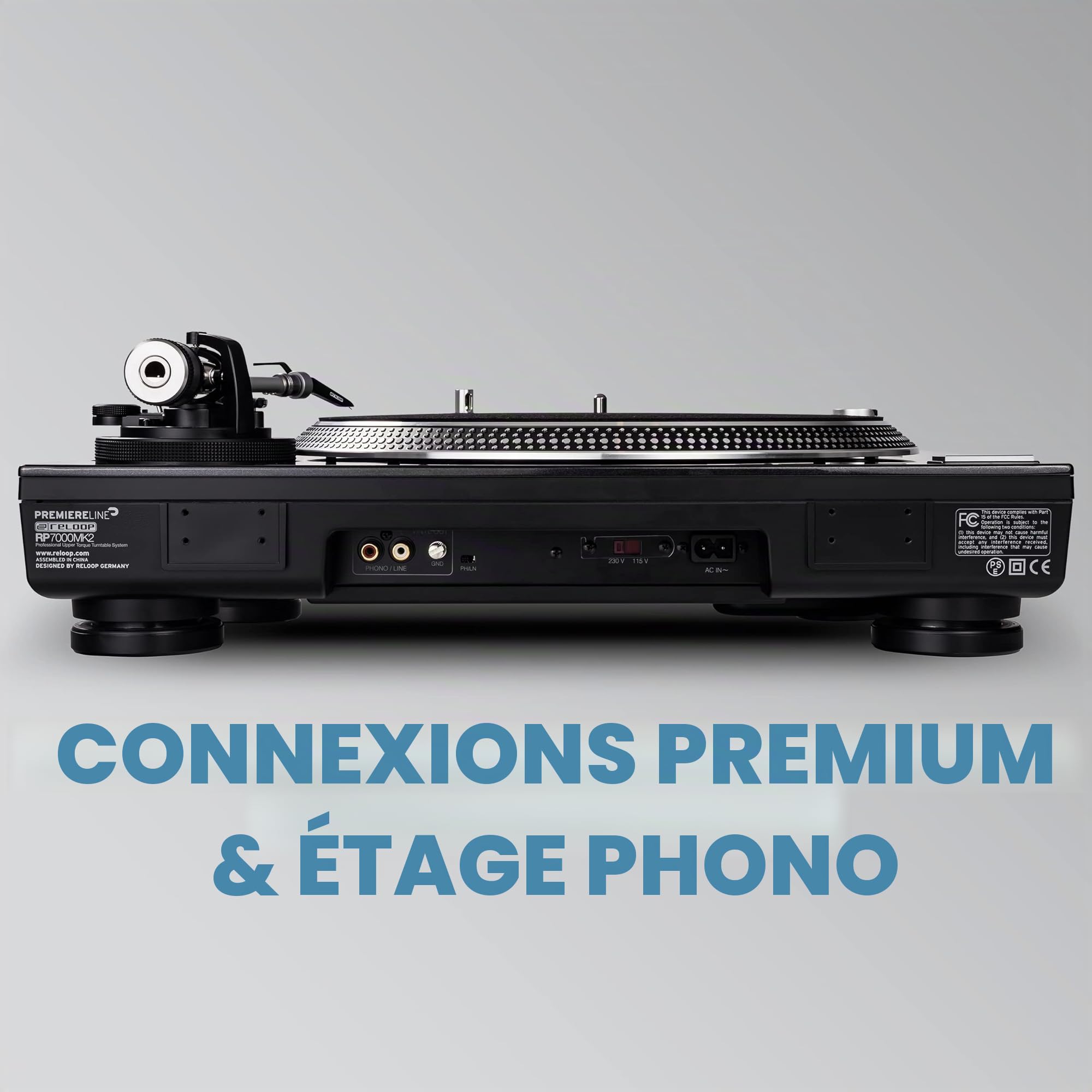 Reloop RP-7000 MK2 - Platine DJ Professionnelle avec entraînement Direct Upper Torque Quartz, Nouvelle Base de Bras de Lecture, réglable en Hauteur statiquement