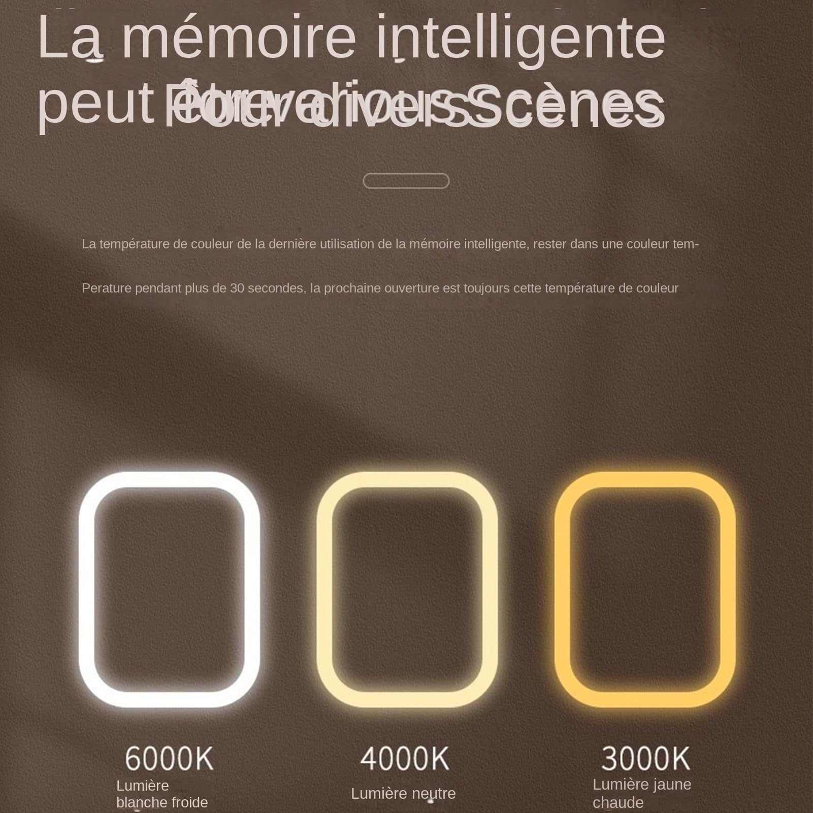 Specchio da Viaggio con Luce 3 Colori Portatile con Controllo Touch LED