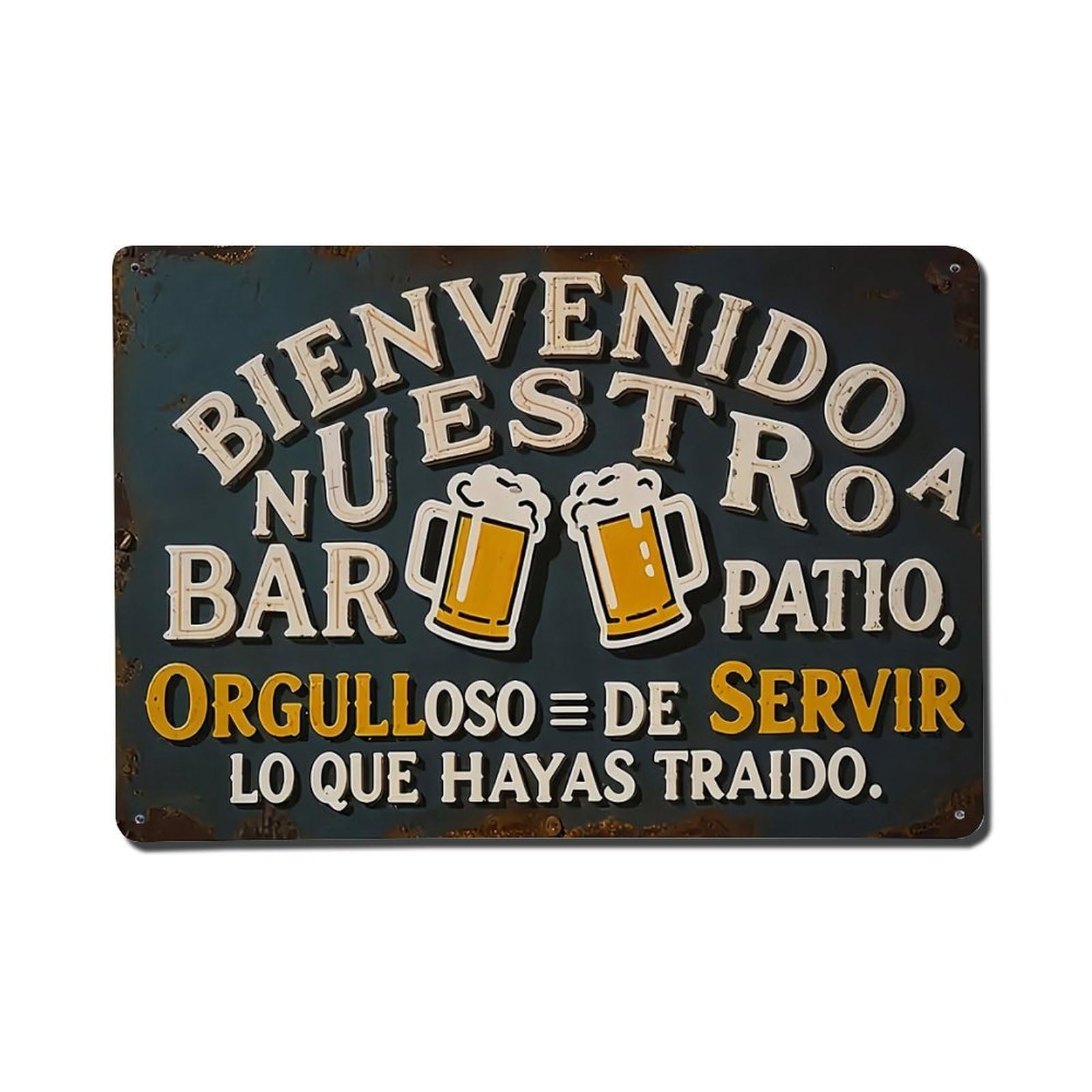 Nestemfo Vintage Welcome To Our Bar Patio Tin Sign Metal Sign, Living Room,Bar, Home, Bedroom Wall Decor,Retro Metal Poster 8X12 Inches