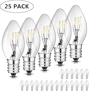 7 Watt Night Light Replacement Bulbs, Salt Lamp Light Bulb, Flea Traps, Electric Window Candle Bulb, Night Lamps &Christmas Lights Incandescent E12 Socket C7, Pack of 25 - coolthings.us