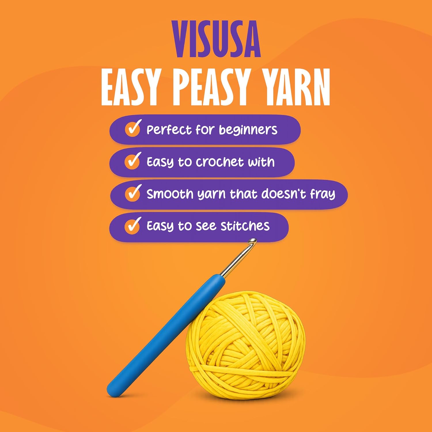 Visusa Crochet Kit for Beginners – Learn to Crochet Animal Kit– Yellow Chick Amigurumi Set- Easy DIY Crochet & Knitting Starter Set with Video and PDF Tutorials- Perfect Crochet Gifts for Starters.