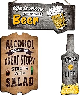 Chaka Chaundh - Bar Quotes Wall Hanging plaques – Alcohol Quotes Wall Hanging Sign – Bar Rules Wall Decorative Items (Beer Plaque - 29 X 14 CM) (Alcohol Plaques - 28 X17) (Bottle Plaques - 28 X 7 cm)