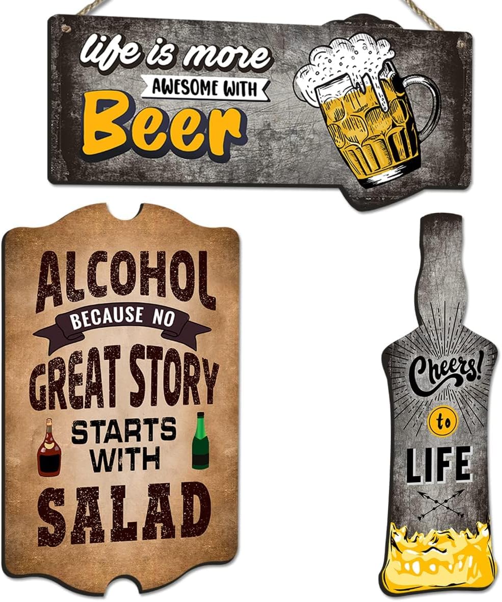 Chaka Chaundh - Bar Quotes Wall Hanging plaque Décor – Alcohol Quotes Wall Hanging Sign – Beer Rules Wall Quotes Hang Decorative Items