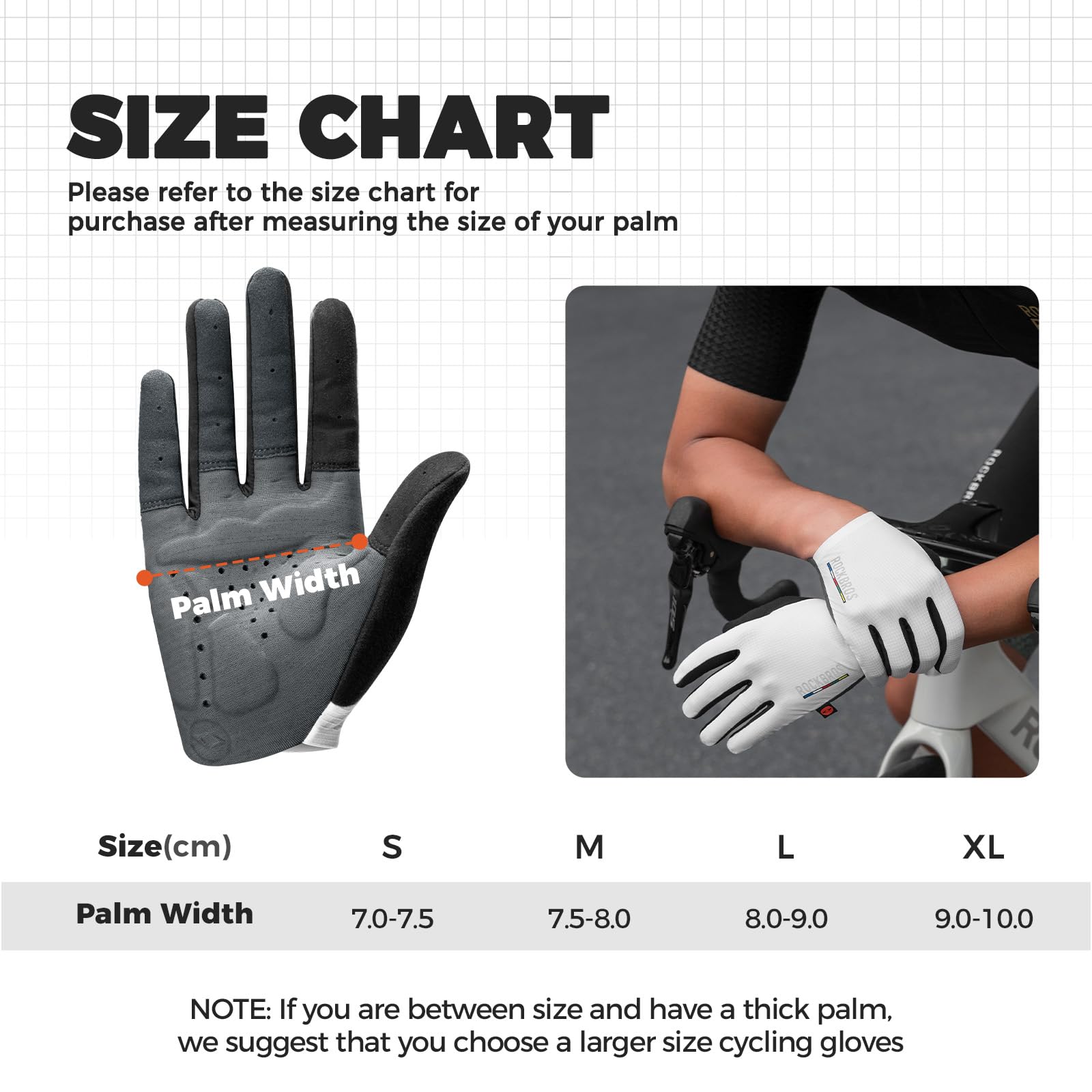 ROCKBROS Road to Sky Guantes de Ciclismo MTB para Hombre, Guantes Dedos Largos con Protección Solar para Ciclismo Carretera en Verano