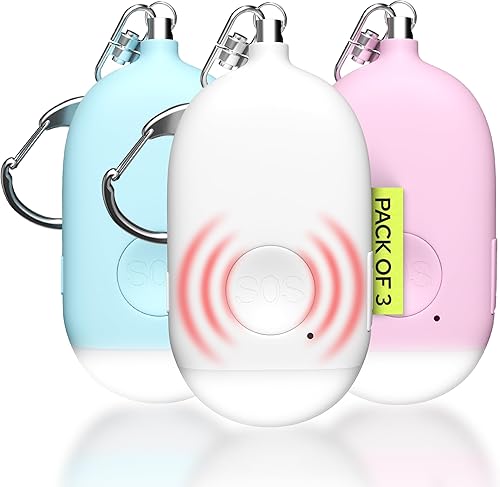 Miniatura 14 de Llavero de alarma personal recargable Weten - Sirena de 130dB y luz LED - Paquete de 2 alertas de seguridad personal para mujeres para llevar - I -