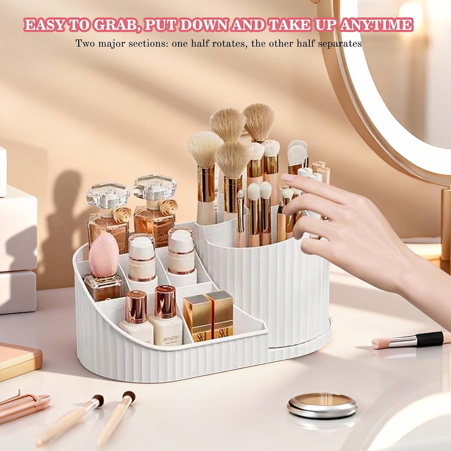 Rotating Makeup Brush Holder Organizer,11 Slots Spinner Makeup Organizer