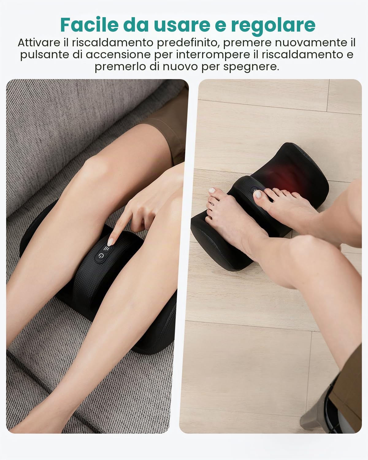 Nekteck Massaggiatore per piedi con calore, macchina per massaggio shiatsu per piedi profondo, compressione dell'aria, migliora la circolazione sanguigna e il benessere del piede (Nero)