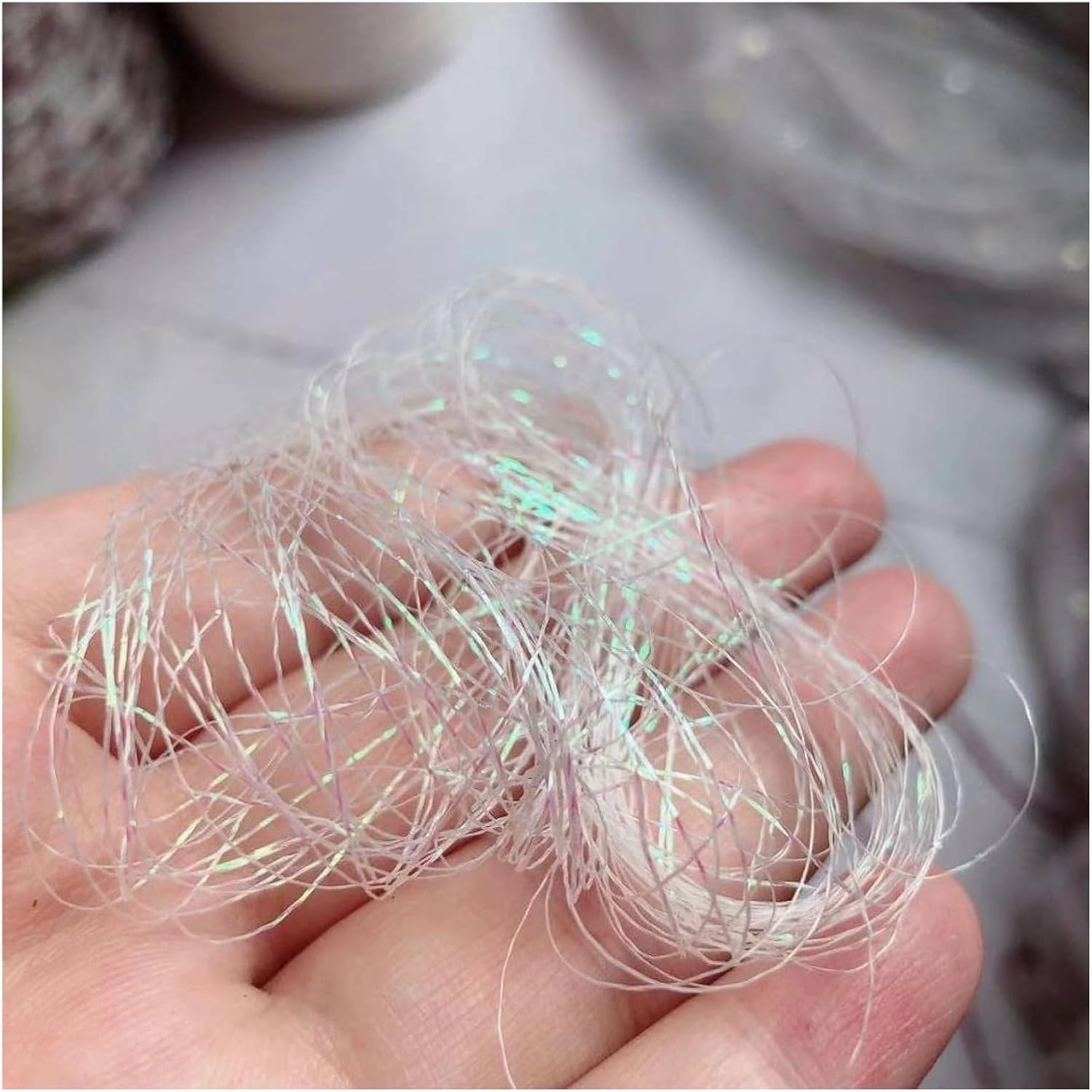 Hilo para Crochet, Hilo para Crochet, 250 G, Hermosa Madeja De Hilo Metalizado De Viscosa Brillante para Tejer A Mano, Seda Dorada Y Plateada, Hilo Fino para Crochet., White Mirage, 250 g