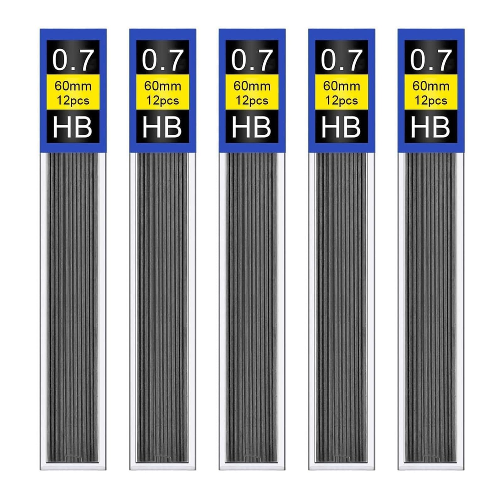 60 Pcs 0.5mm HB Mechanical Pencil Lead, 0.5mm Pencil Leads Refills Polymer, 5 Tubes with 12 Leads Each Break-Resistant Smooth Writing Compatible with Faber-Castell Pencils for Writing Drafting