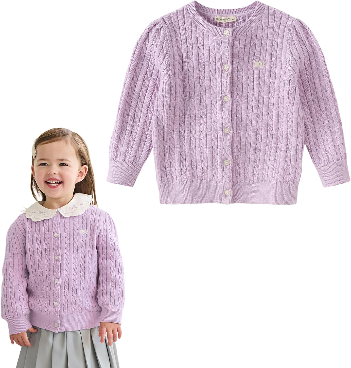 DAVE&BELLA Toddler Girl Cardigan Sweater, Long Sleeve Button Up Baby Cardigan Spring Autumn Cable Knit Cotton Uniform Sweater DAVE&BELLA Toddler Girl Cardigan Sweater, Long Sleeve Button Up Baby Cardigan Spring Autumn Cable Knit Cotton Uniform Sweater