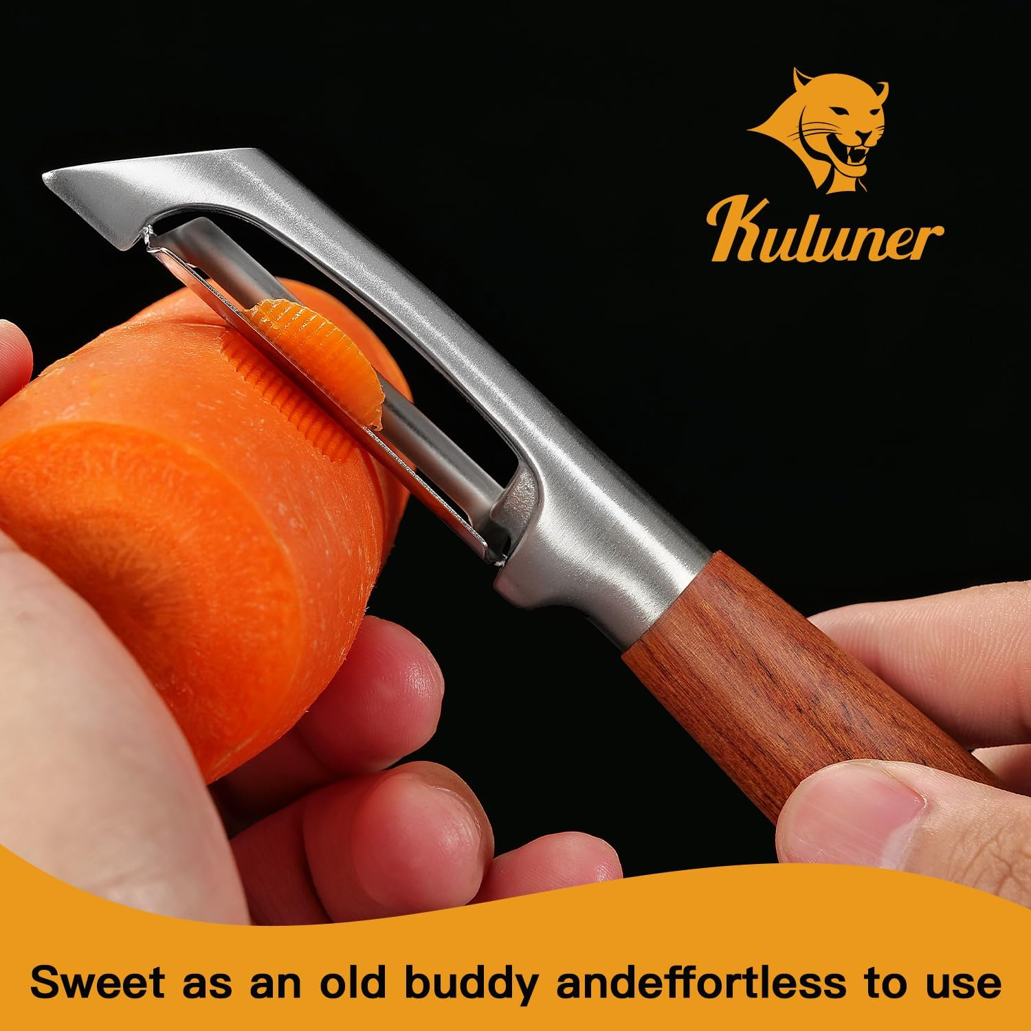 Peeler in use on a carrot