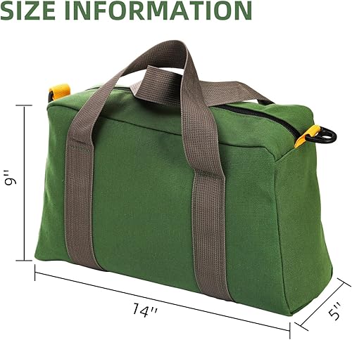 Miniatura 2 de Paquete de 2 bolsas de herramientas de boca ancha, bolsa de almacenamiento de herramientas de lona resistente de 14 pulgadas, bolsa organizadora de