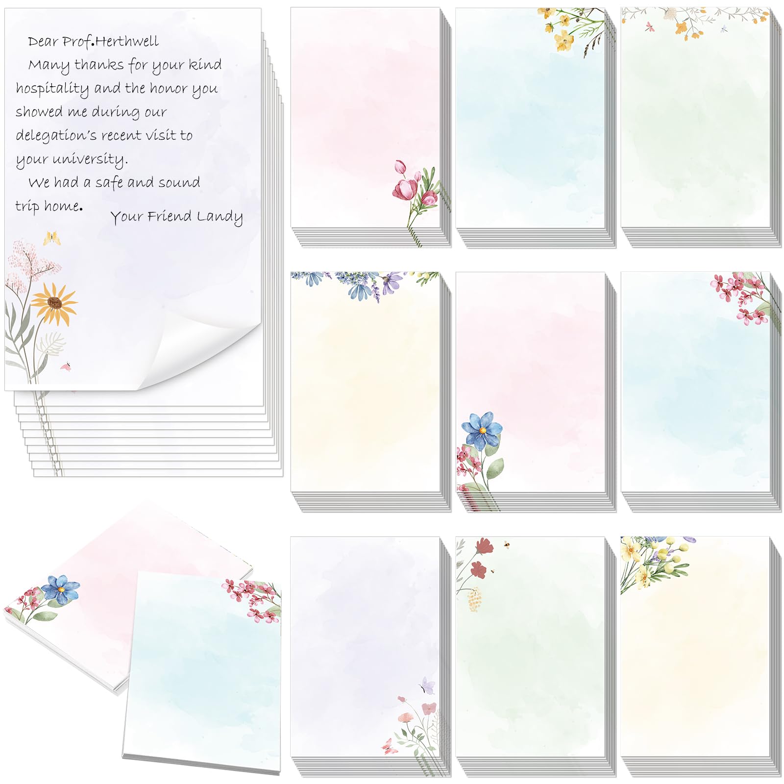 Spiareal 100 Pcs Blank Note Cards Index Card, Colorful, 4 x 6 in, Flower