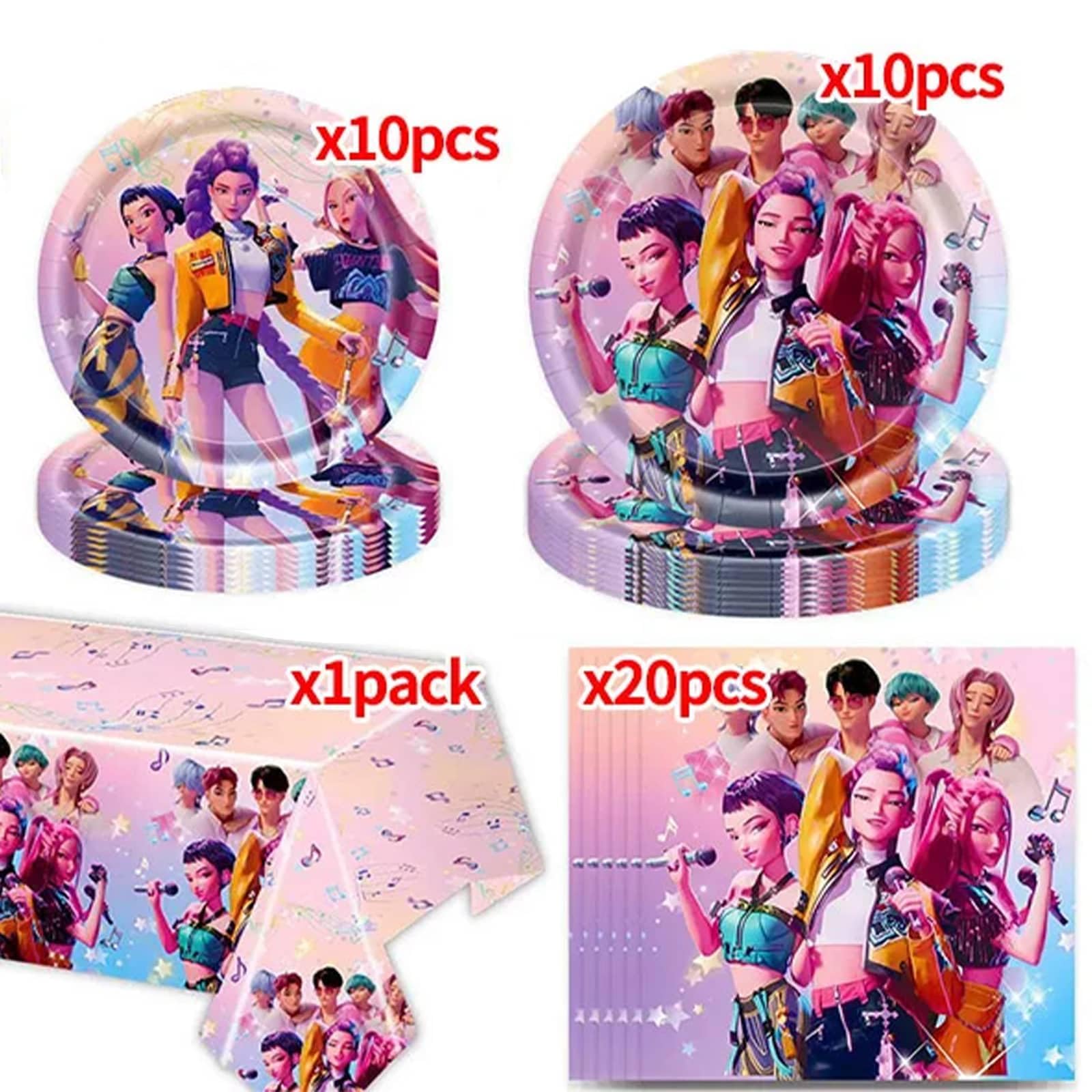 Demon Movie Hunters 41pcs Party Tableware, 20 Plates and 20 Napkins and Tablecloth 71'' x 42'' Birthday Party Decorate Supplies — view 2