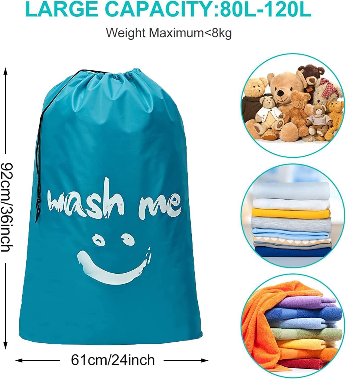 CJWLKJ 2-Pack XL Travel Laundry Bag, Machine Washable Dirty Clothes Organizer, Large Enough to Hold 4 Loads of Laundry - Image 4
