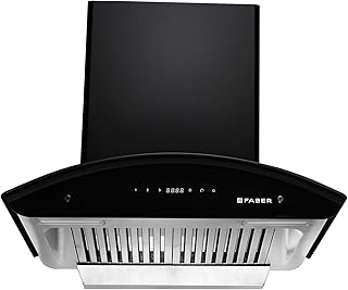 Faber 60 cm 1500 m³/hr Auto-Clean curved glass Kitchen Chimney (HOOD PRIMUS PLUS ENERGY HC SC BK 60, Baffle Filter, Touch ...