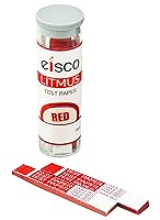 Vista 1 de EISCO Paquete de 100 tiras reactivas de tornasol, color rojo, base e indicador alcalino, incluye recipiente reutilizable