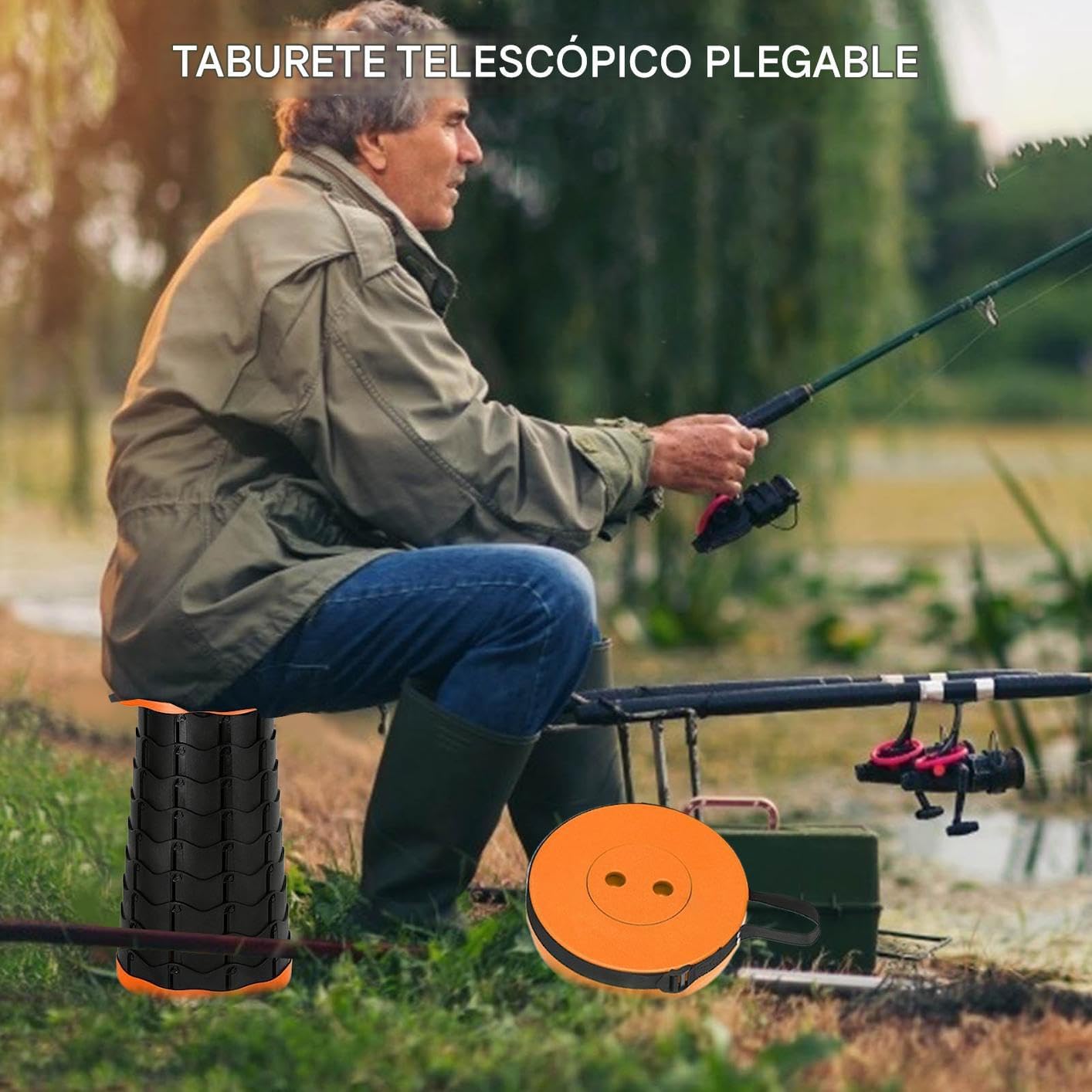 Genérico Portable Folding Stool – Folding Fishing Chair – Adjustable Hiking Stool for Outdoor Camping Beach Fishing Garden Travel Picnic