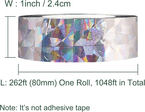 4 Pack Bird Reflective Scare Tapes, 1048ft Dual-Sided Pigeon Scare Tapes