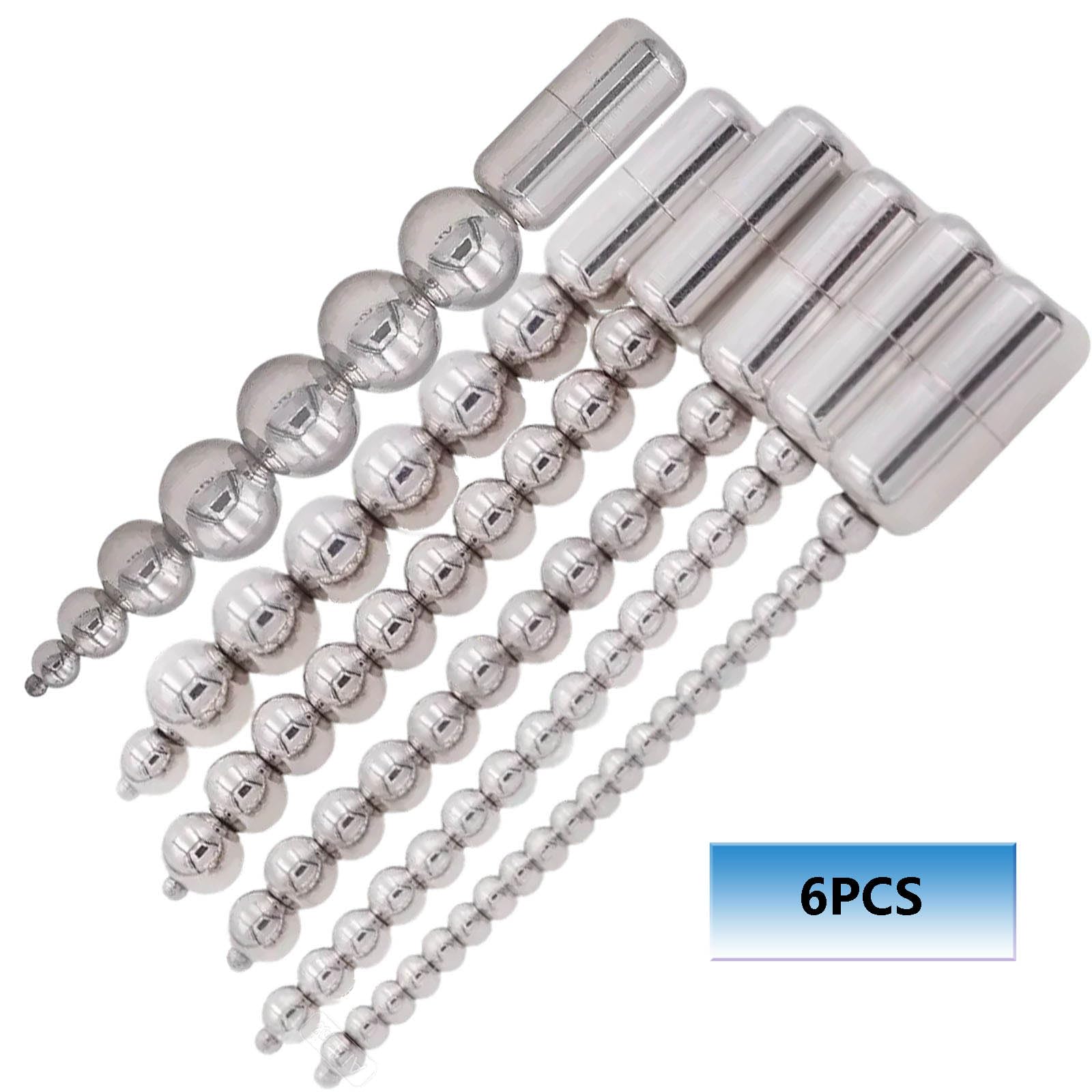 6PCS Edelstahl-Harnröhrenstift-Set – Perlenförmiger Harnröhrenplug-Dilatator für Männer, polierte Harnröhren-Dehnung & Penisplug für männliche Stimulation und Masturbation
