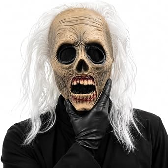 Scary Halloween Mask for Adults Skeleton Skull Face Latex Full Head Costume