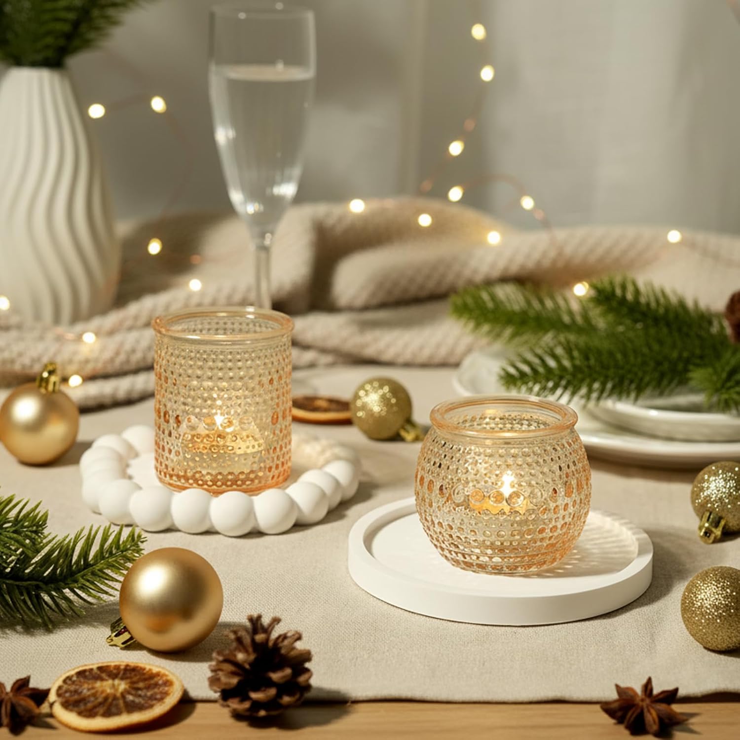 36 Packs Votive Candle Holders for Valentine's Day, 2x2.5inchs Gold Tea Light Candle Holders Glass, Votives Candle Holders for Wedding, Centerpiece Tea Party Decorations (Gold)