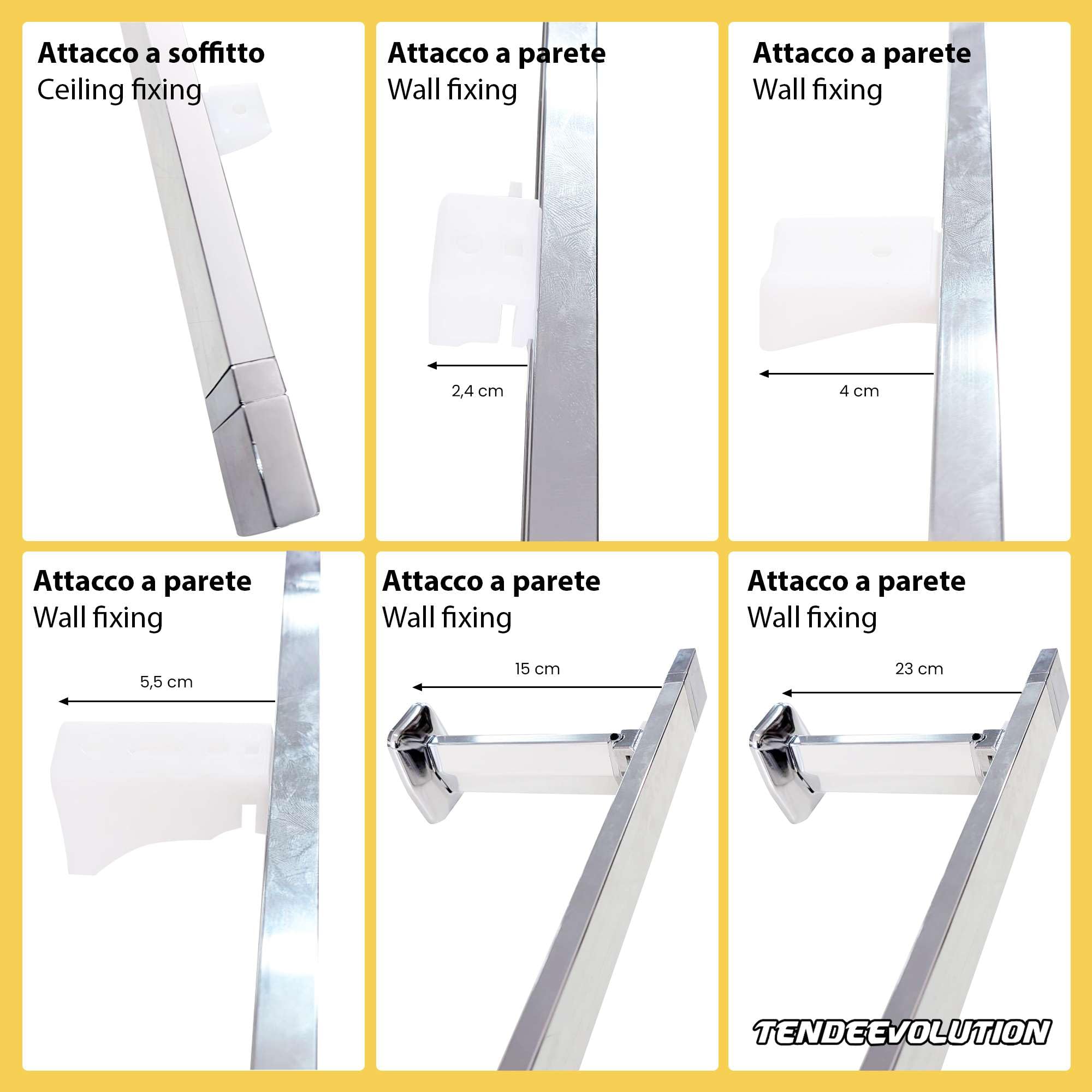 TENDEEVOLUTION - Binario Tenda Soffitto o Parete 40 x 13 mm in Alluminio, Colore e Accessori Personalizzabili su Misura. Binario per Tende a Onda o Arricciate, Curtain Track