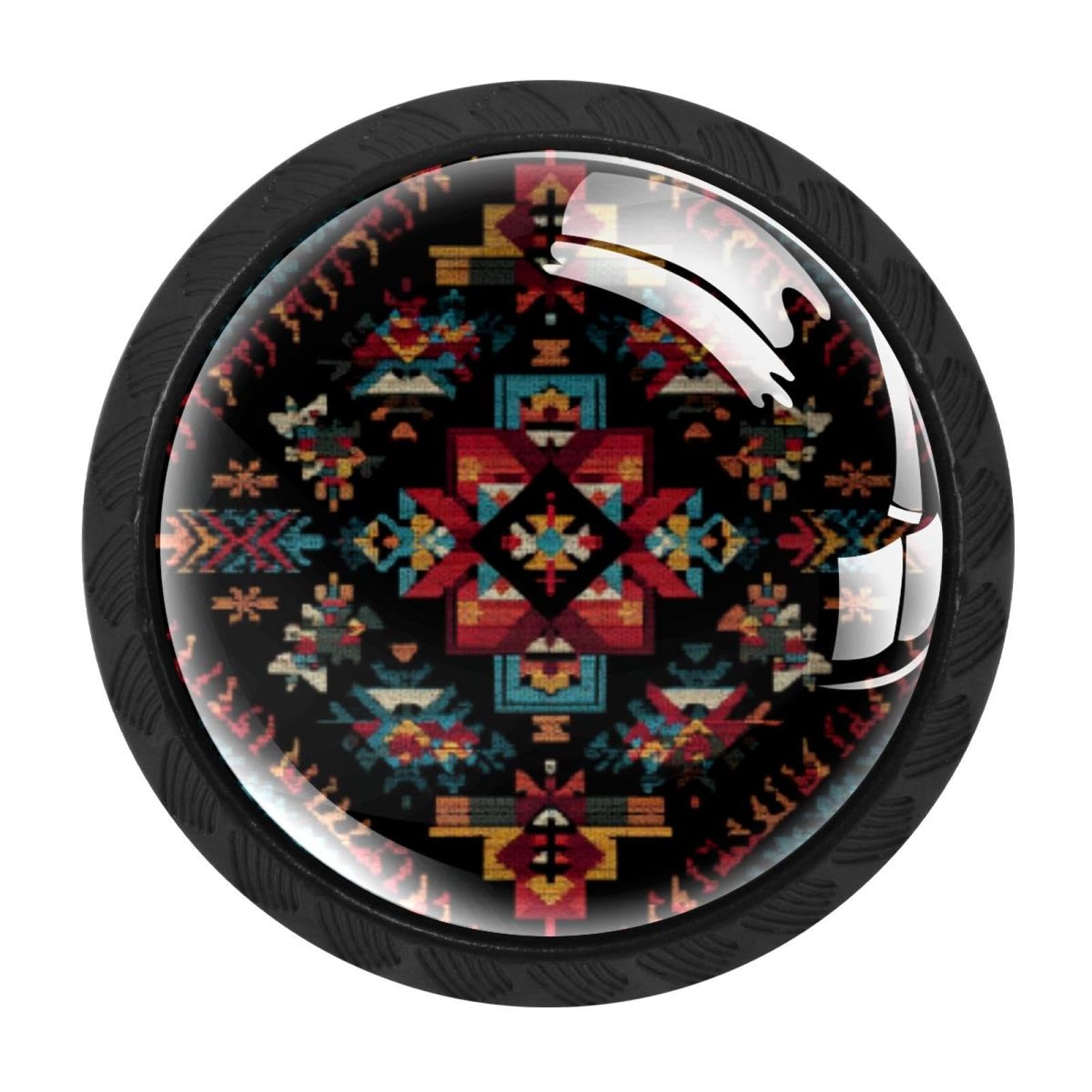 CHENZZZZ 4 Pack Tribal Navajo and Native Kitchen Cabinet Knobs Drawer Knobs Door Dresser Handles for Personalized Gifts Great for Any Occasion