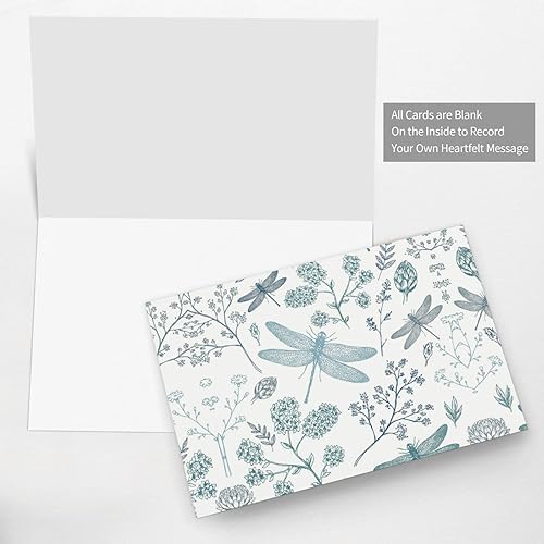 Miniatura 5 de MQGMZ Tarjetas de felicitación de vacaciones con estampado de flores de libélula en blanco con sobres para todas las ocasiones cumpleaños