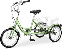 Vista 33 de H&ZT Triciclo para adultos, bicicleta de 3 ruedas, triciclo crucero, con cambio de 7 velocidades, manilla de freno de estacionamiento, paso bajo