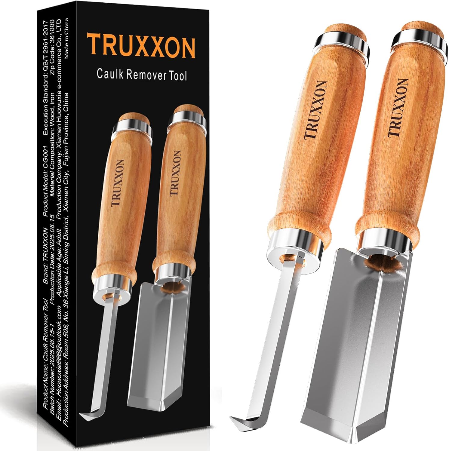 2 PCS Professional Caulk Remover Tool – Heat-Treated Caulking Tool with 90° Sharp Blade & Solid Wood Handle, Saves Time for Home Improvement, Durable Grout & Silicone Remover Tool