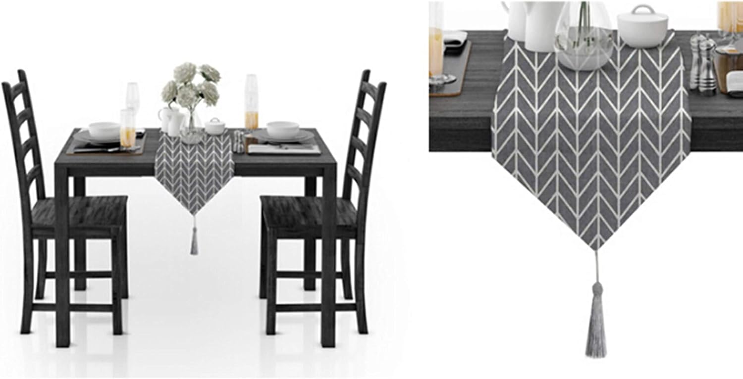 Table Runner Decorative,30x280CM,Arrows with Tassel Pattern Table Runner Small Rectangle Table Cotton,Table Runner Decorative Gray