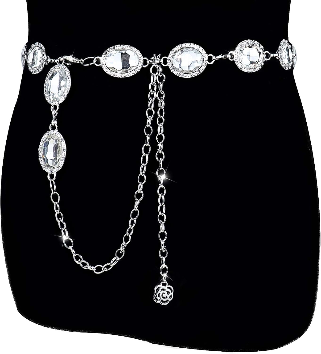 Chain Belt for Women Metal Waist Round Crystal Body Chain for Dress - Image 6