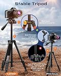 73" Camera Tripod for Camera and Phone, Aluminum Travel Tripod for iPhone, DSLR Tripod with Phone Holder, Quick Release Plate, Travel Bag, Compatible with GoPro Camcorder, 8.8 lbs Load