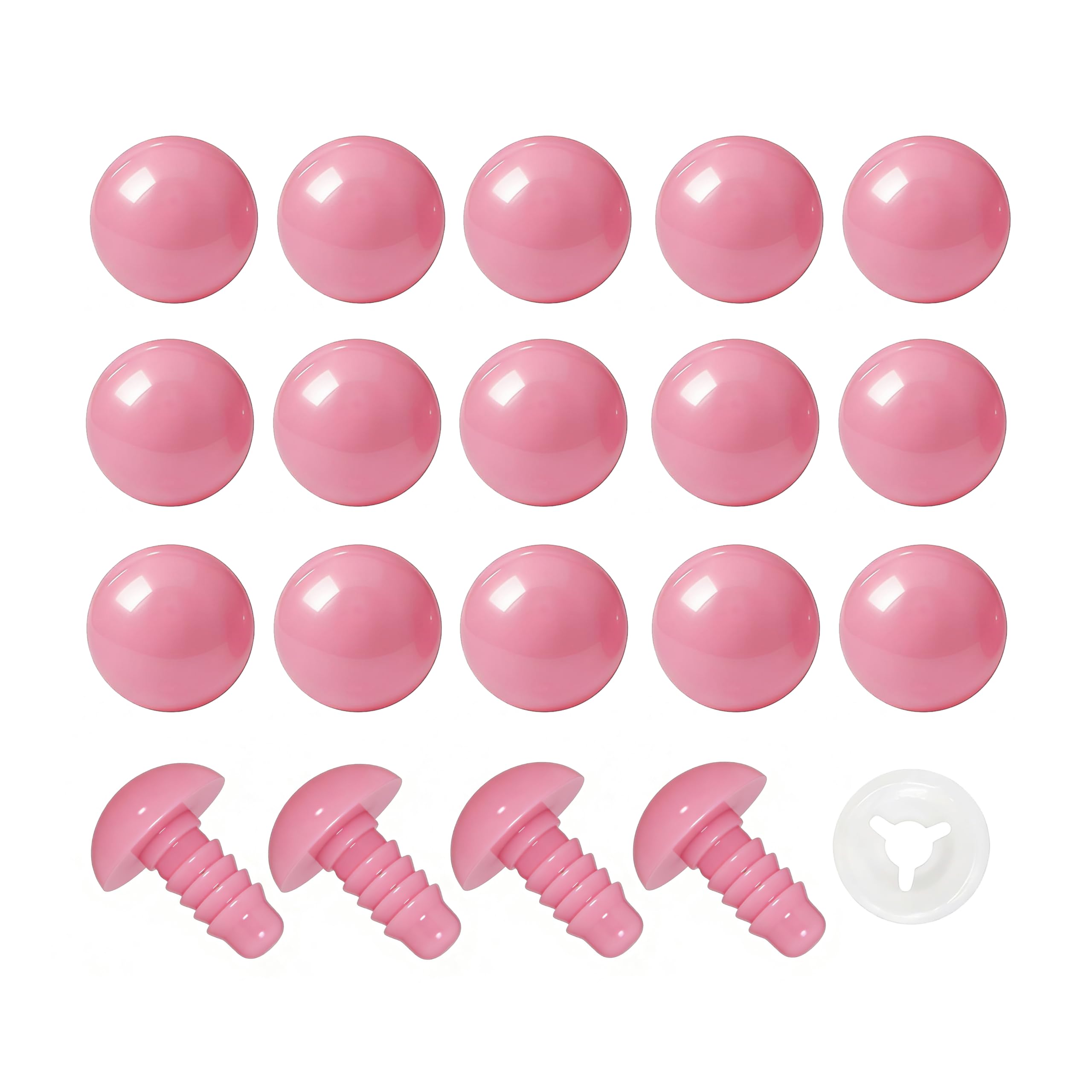 Yeux de sécurité pour amigurumi 15mm rose en plastique de qualité supérieure avec rondelle