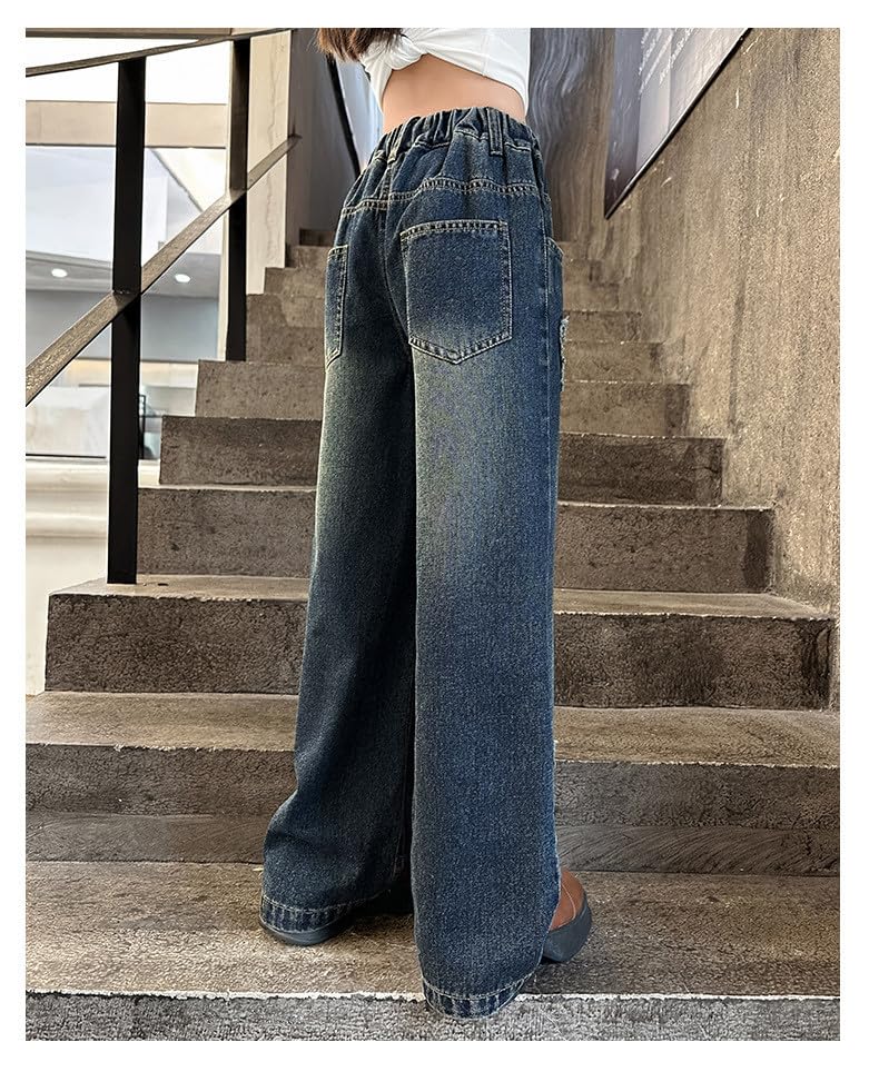 Preppy Clothes for Girls Stacked Flare Jeans Embroidered High Rise Grunge Aesthetics Fashion Personality Child Clothes2