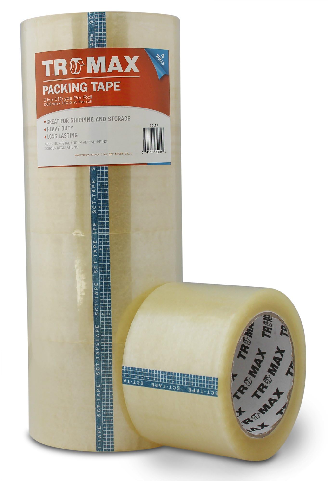 Tromax 24-rolls (Clear) Packing Tape 3"x110 Yards - Bopp Material - Strong Carton Sealing Tape