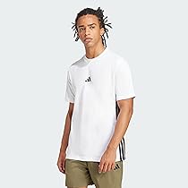 Adidas Homme Essential Three Stripes Single Jersey Tee, White, Black, M