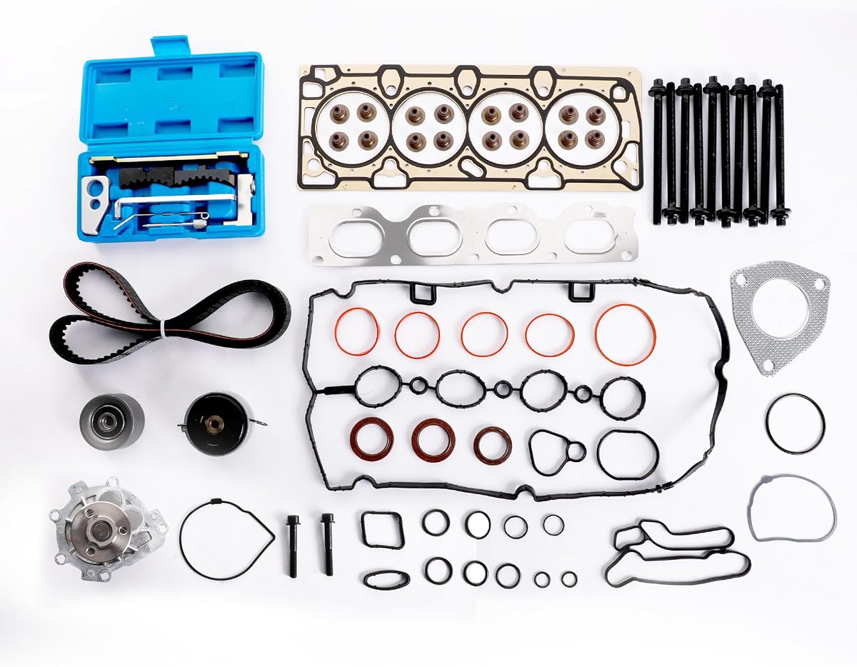 KAX Head Gasket Set Timing Belt Kit Water Pump Cam Timing Tool Kit | Fit for Chevrolet Cruze 2011-2015 1.8L, Sonic 2012-2018 1.8L, Cruze Limited 2016 1.8L L4 DOHC 16v, OE# HS26516PT-1, TCKWP338