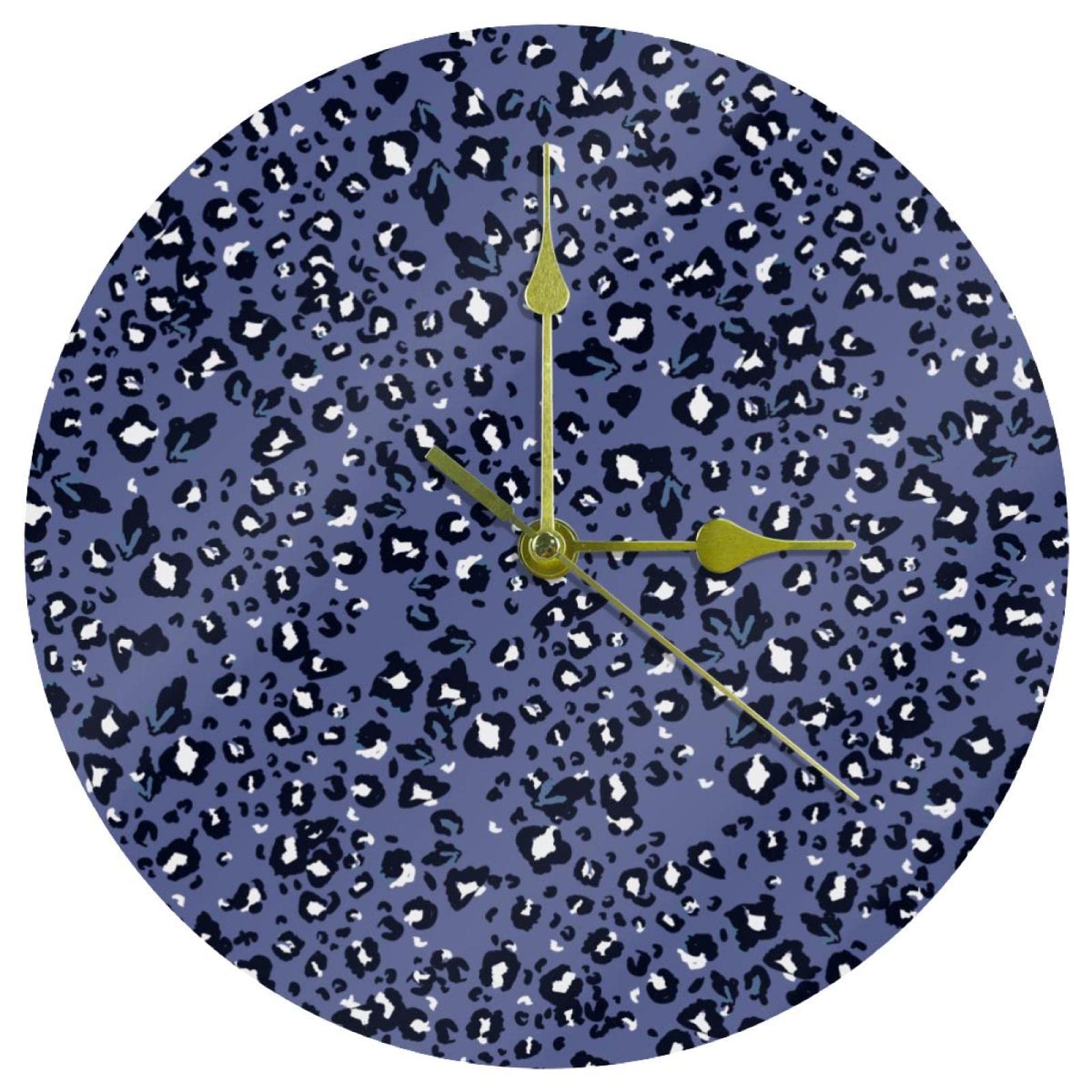 Horloge murale en acrylique léopard de 24,8 cm silencieuse pour salon chic
