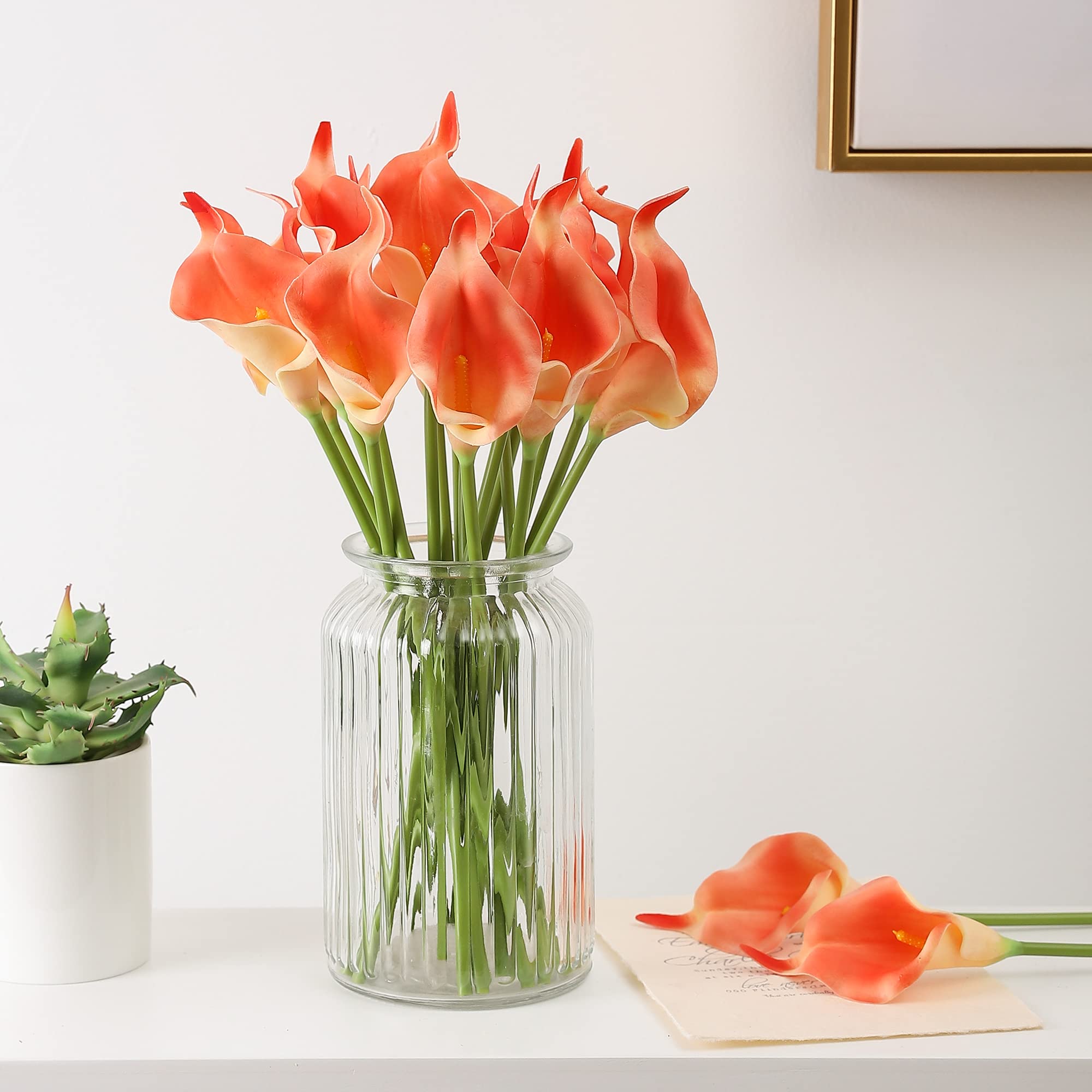 Duovlo 20 szt. Calla Lily ślubny bukiet ślubny Lataex prawdziwy dotyk sztuczny kwiat dekoracja na imprezę do domu (ciemny szampan)