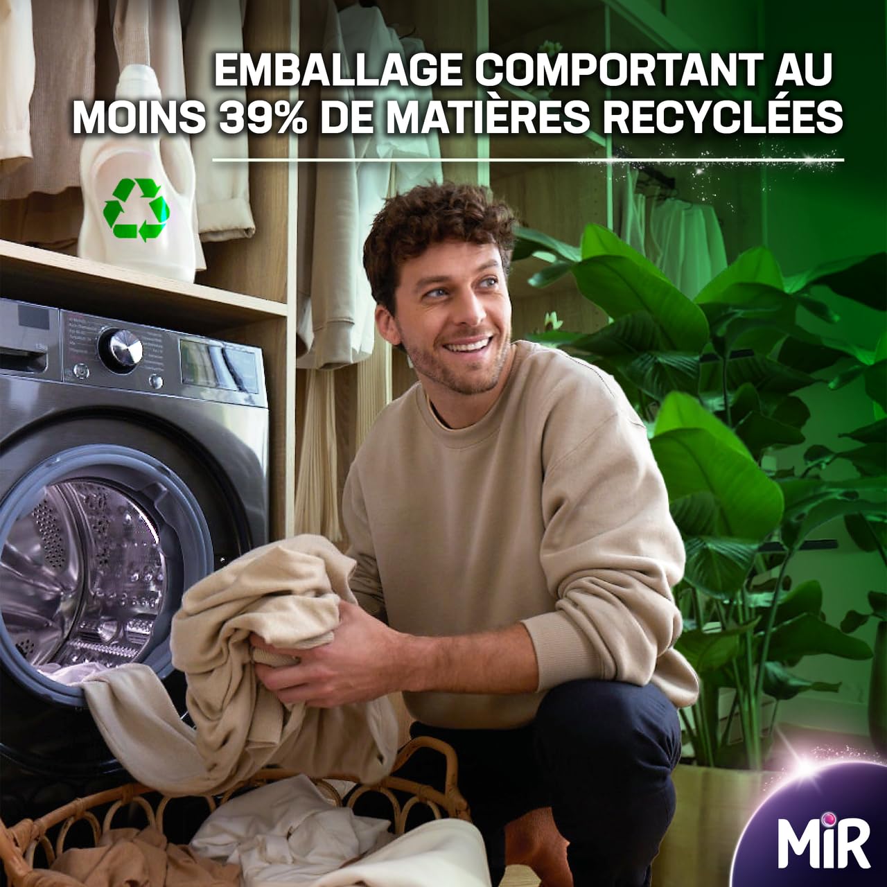 MIR, Lessive Liquide Couleurs, Main & Machine, Raviveur, Formule Unique 3en1, Fraicheur, Fibres, Anti Bouloche, Nettoie avec Soin, 54 Lavages