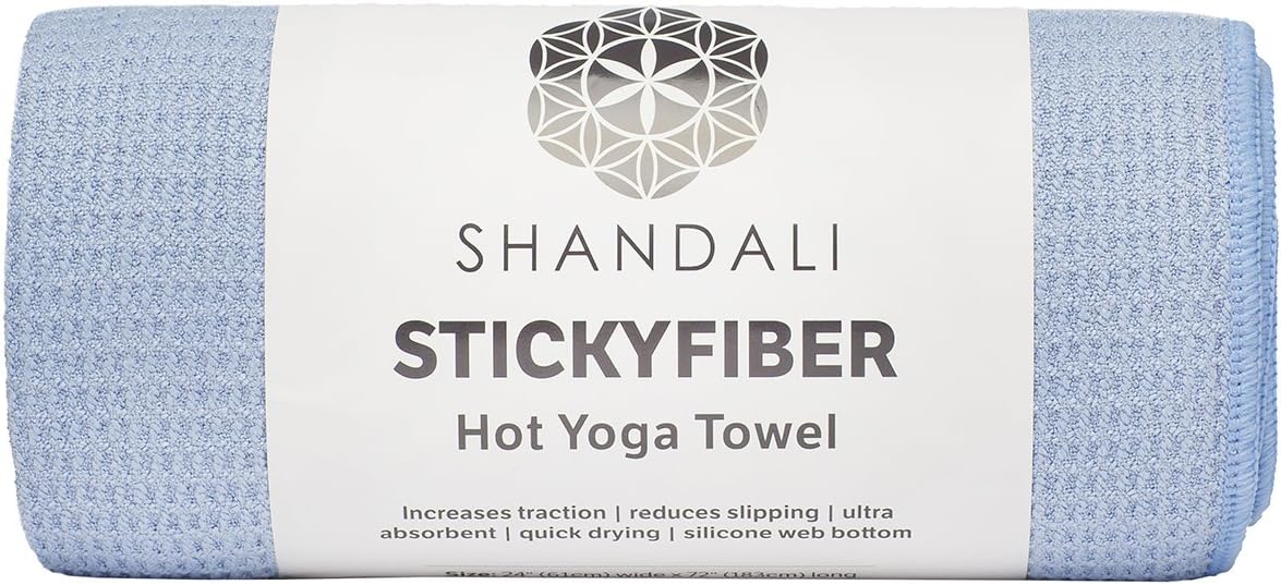 Stickyfiber Hot Yoga Towel - Silicone Backed Yoga Mat-Sized, Absorbent, Non-Slip, 24" x 72" Bikram, Gym, and Pilates - (Blue, Standard)