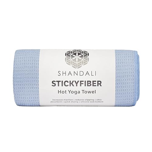 Shandali Hot Yoga Towel - Mat-Sized, Microfiber, Super Absorbent, Anti-Slip, Injury Free, 24" x 72" - Best Bikram Yoga Towel - Exercise, Fitness, Pilates Gear