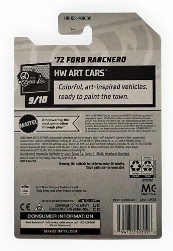 Miniatura 2 de Hot Wheels '72 Ford Ranchero, HW Art Cars 910 rojo Multi 142250