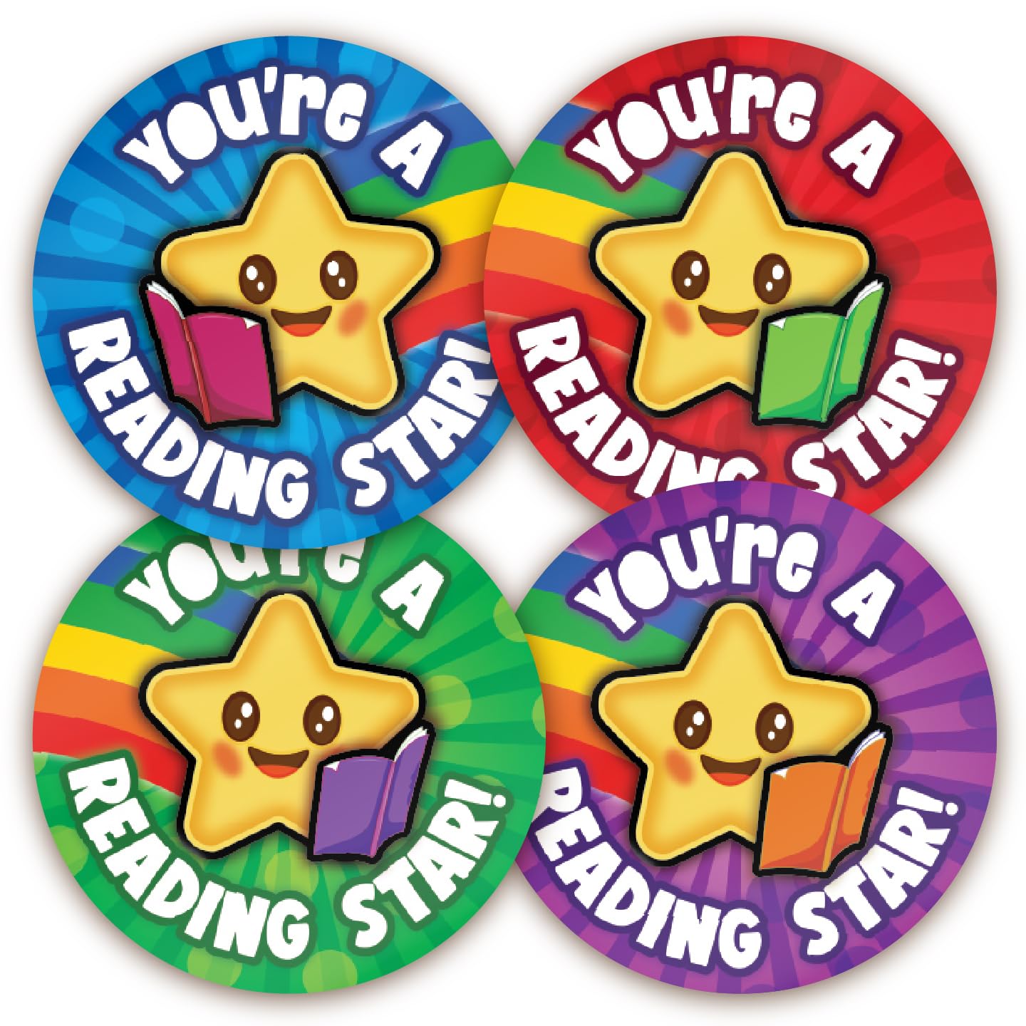 Stone Melon Reading Star Stickers 144 Positive Praise Words Reading Superstars Stickers 30mm Round Awards Nursery Teachers Parents Children Kids Well Done Star Reader School Rewards
