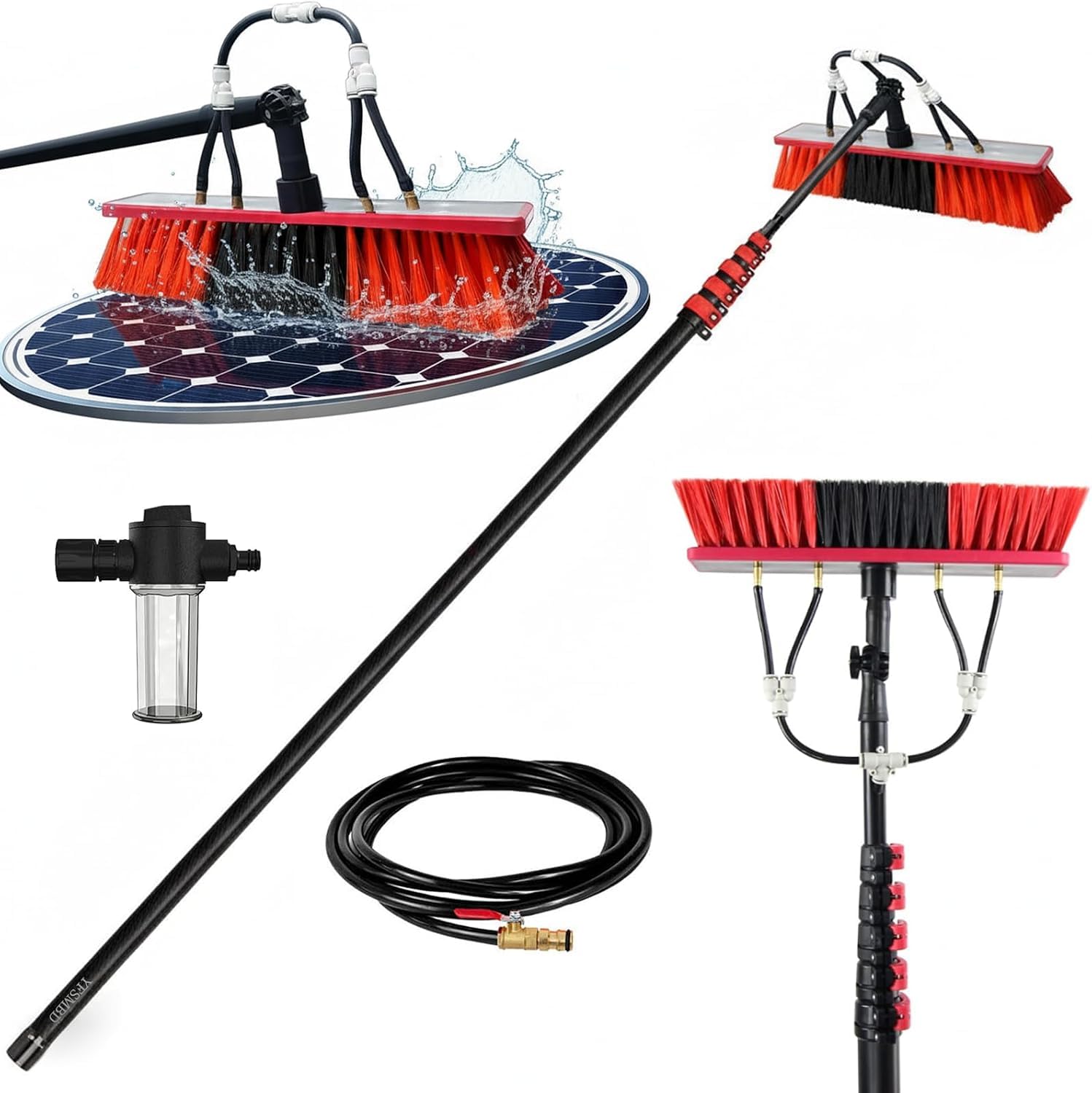 DLLDQBD 3.6-12 M Carbon Fibre Telescopic Water-Fed Pole For Solar Panel Cleaning(Size:6M,Color:35cm Brush)