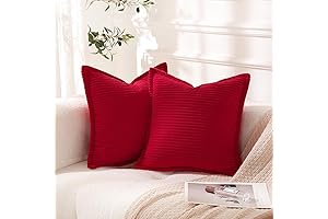 Solid Red Corduroy Throw Pillow Covers for Christmas