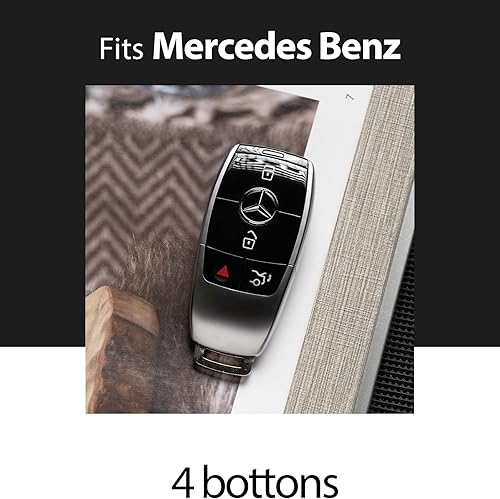 Miniatura 4 de Smyfob Funda de cuero para llavero de automóvil, color marrón, compatible con Mercedes Benz, Marrón